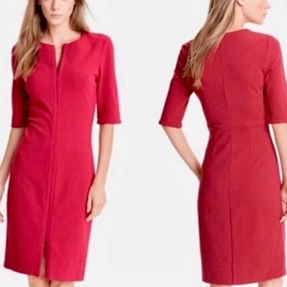 NWT Diane von Furstenberg Scarlet Red Saturn Stretch Sheath Dress, Sz 2 - Picture 3 of 17